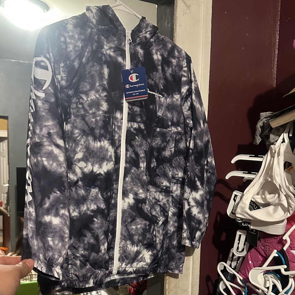 Champion Kids Black and White Tie-Dye Raincoat